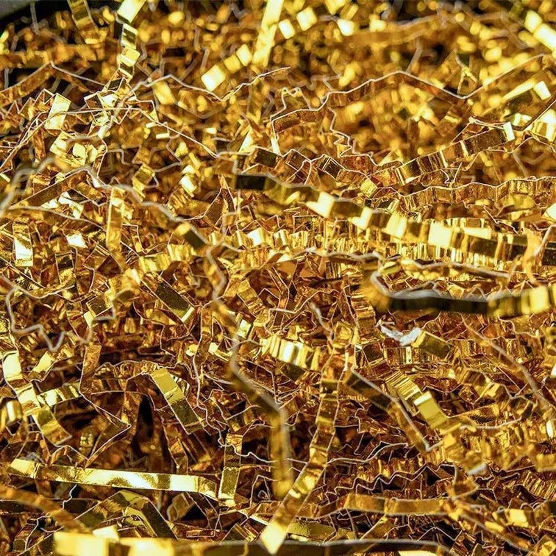 UoeRing Crinkle Cut Paper Shred Filler-4 OZ-Gold Shredded Paper for Gift Wrapping Baskets Bag Easter Grass Gift Boxes Filler - Image 1